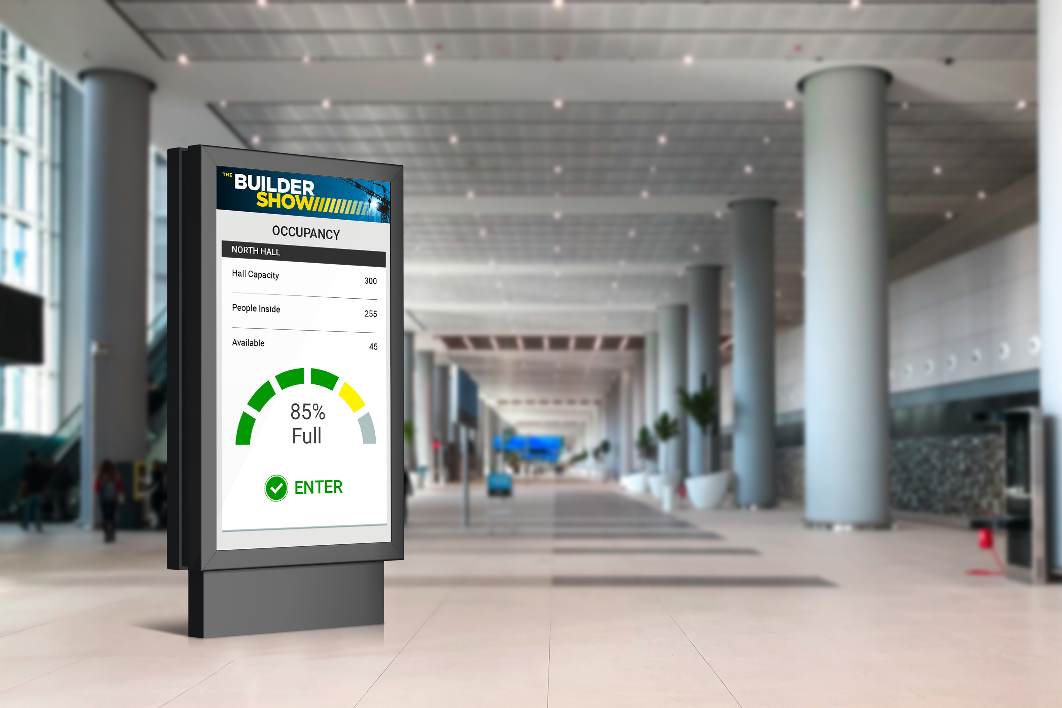 Occupancy Management, digital display showing occupancy in a trade show session