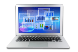 Data analytics dashboard on computer allowing for data driven decisions to be made