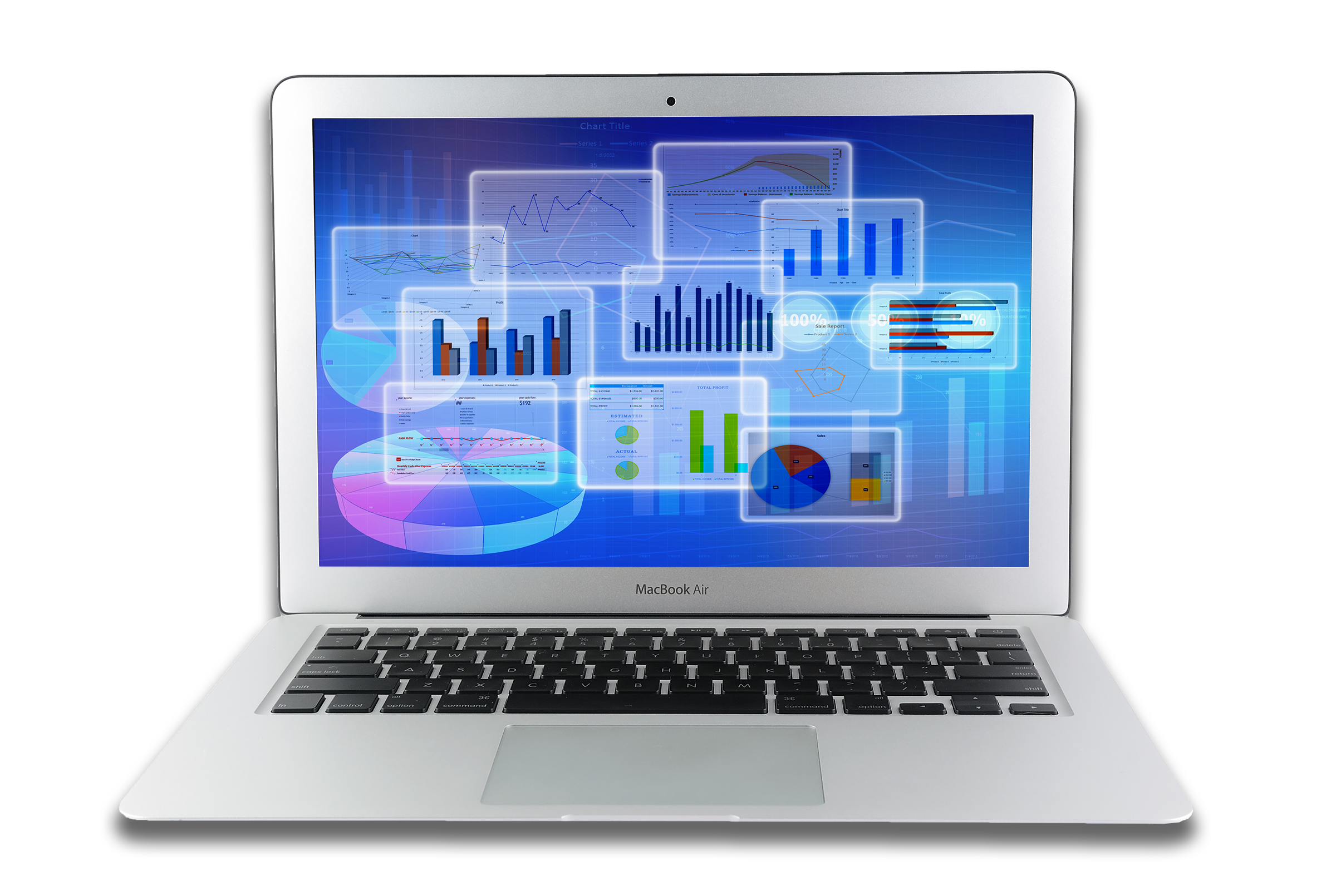 Data analytics dashboard on computer allowing for data driven decisions to be made